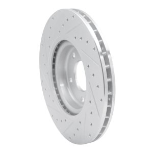 Jaguar XJR Brake Rotor (1) - Front Right - R1 Concepts - Drilled & Slotted - Silver - `98-`06